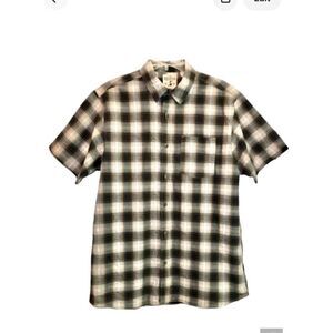 Red Head Plaid Seersucker Short Sleeve in Green/Gold/White Men’s Large